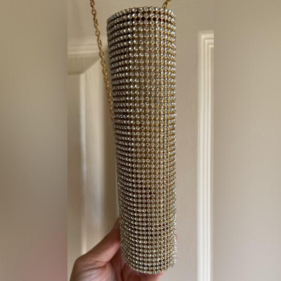 Charming Charlie Goldtone Rhinestone Evening Bag. Clutch or crossbody option. - Picture 6 of 6